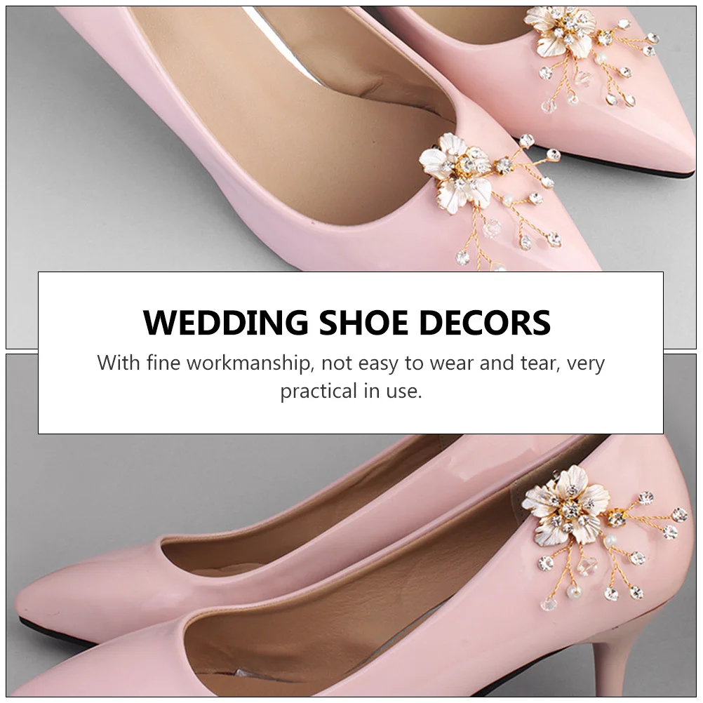 

1Pair High Quality Rhinestone Pearl Shoe Buckles Wedding Party Decorations Elegant Fashionable Clips Shoe Buckles
