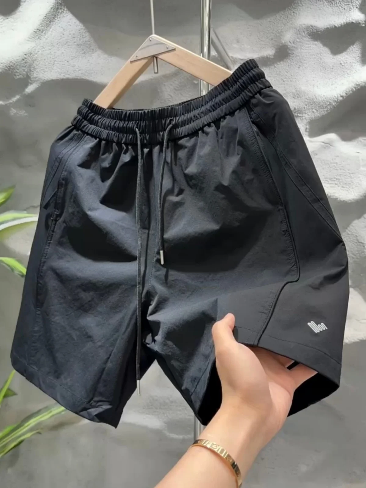 

Summer Thin Ice Silk Quick Dry Patchwork Embroidery Heart Short Pants Unisex Fashionable Outdoor Sports Five-Quarter Length