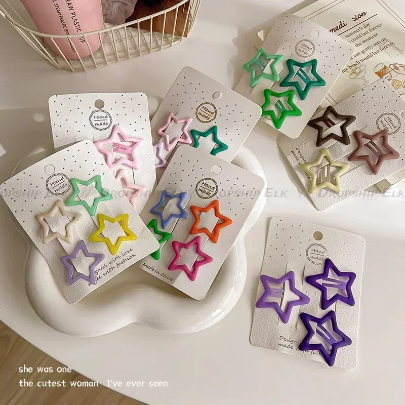 Colorful Star BB Hair Clips Y2K Women Grils Cute Metal Star Hairpin Side Barrettes Hair Grip Headwear Hair Accessories image 6