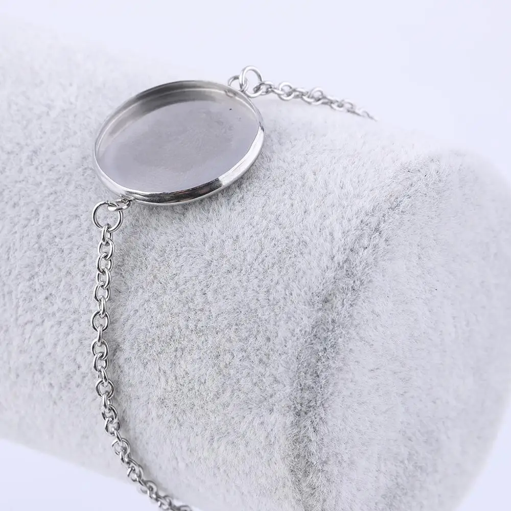 5 pièces 20mm Bracelet Cabochon Base de réglage blanc acier inoxydable réglable chaîne Bracelets lunette plateaux accessoires de bricolage