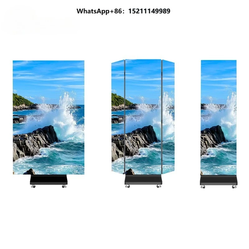 Indoor and Outdoor Movable Double-sided or Three-fold LED Poster DisplayLED Advertising Digital Poster Full-color Display Screen