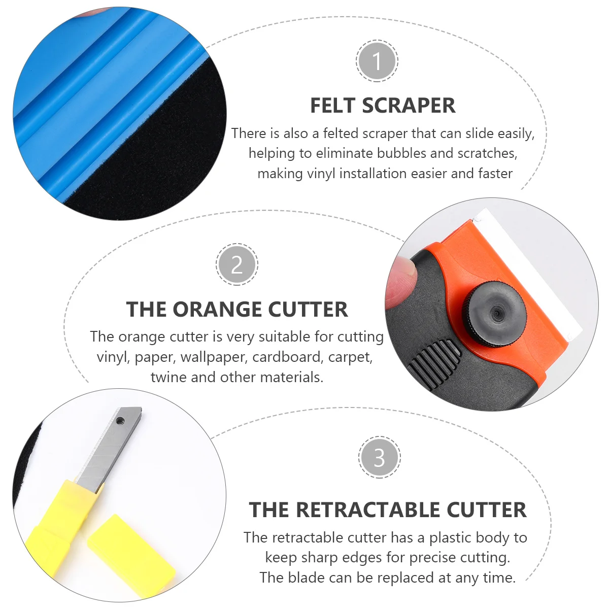 

11pcs Car Film Tool Kit Red Trimmer Orange Cutter Blue Squeegee Felted Scraper For Vinyl Wrap Window Tint Installation Vehicle