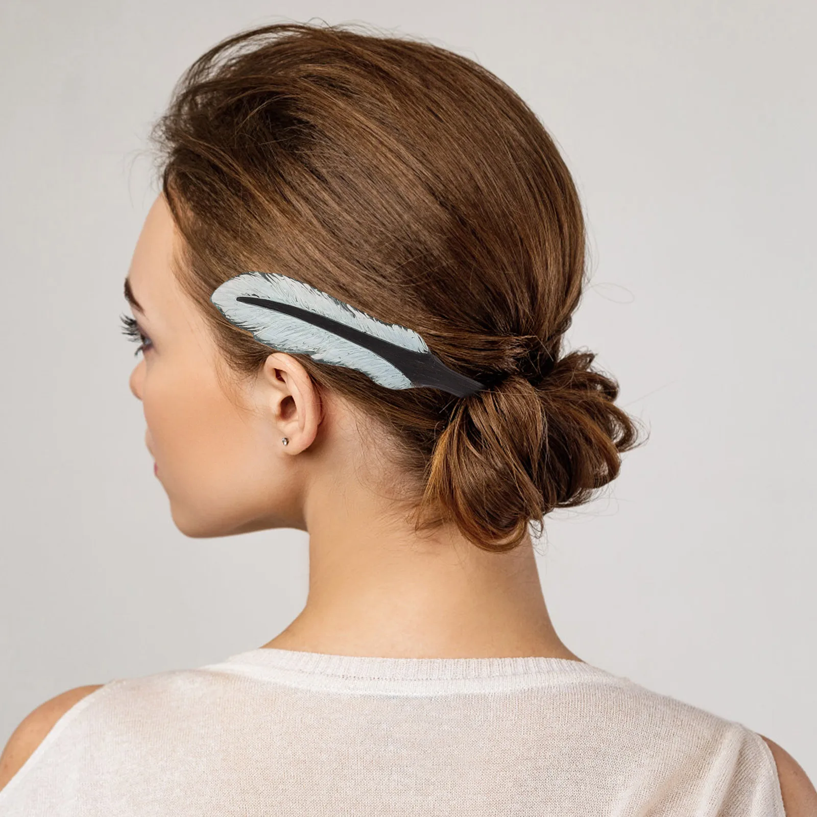 

Handmade Wood Feathered Hairpin Elegant Minimalist Design Daily Wear Retro Chinese Hair Forks Hair Accessories for Women