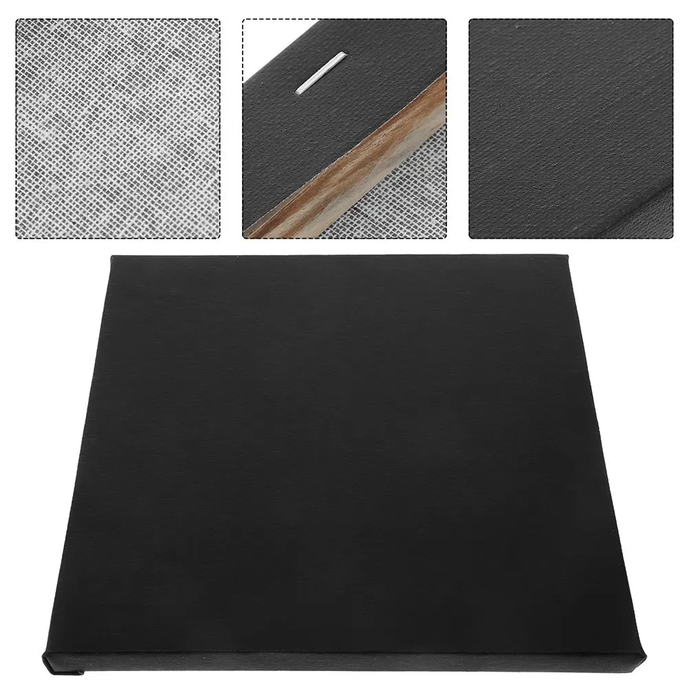 

Square Cotton Painting Board Black Blank Canvas for Artists Children DIY Drawing Sturdy Frame Smooth Surface Ideal for Acrylic