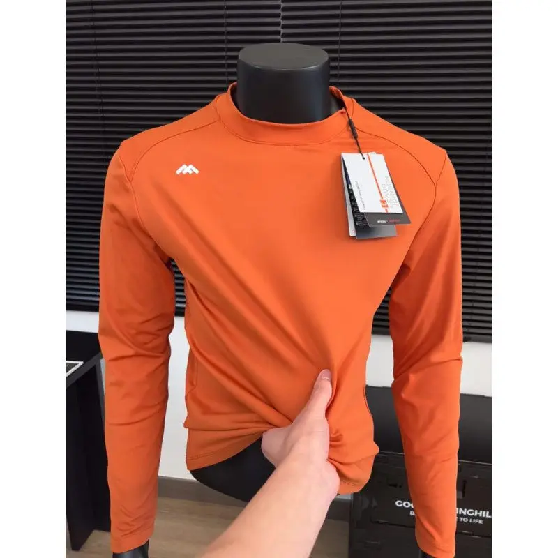 

Новая мужская спортивная футболка с длинным рукавом для бега и фитнеса, повседневная, модная, простая, теплая, для активного отдыха, из полиэфирного волокна
