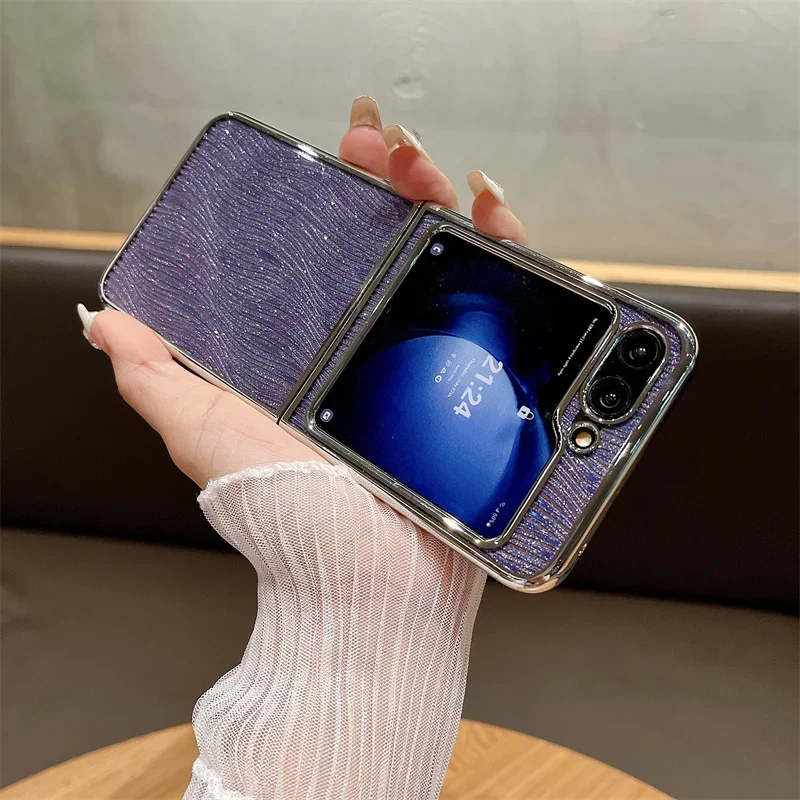 Чехол для Samsung Galaxy Z Flip 6 5 4 3, роскошный блестящий чехол с гальваническим покрытием, ударопрочная задняя крышка из поликарбоната