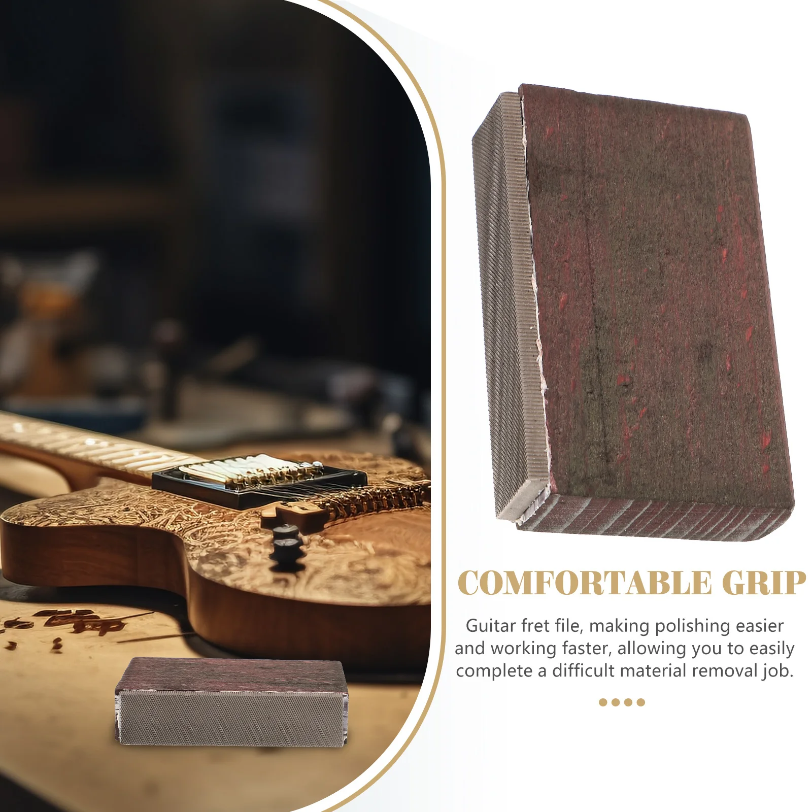 

Guitar Fret File Durable Metal Wood Beveling Fret Leveler Grinding Tool for Electric Guitar Bass Ukulele Banjo Mandolin