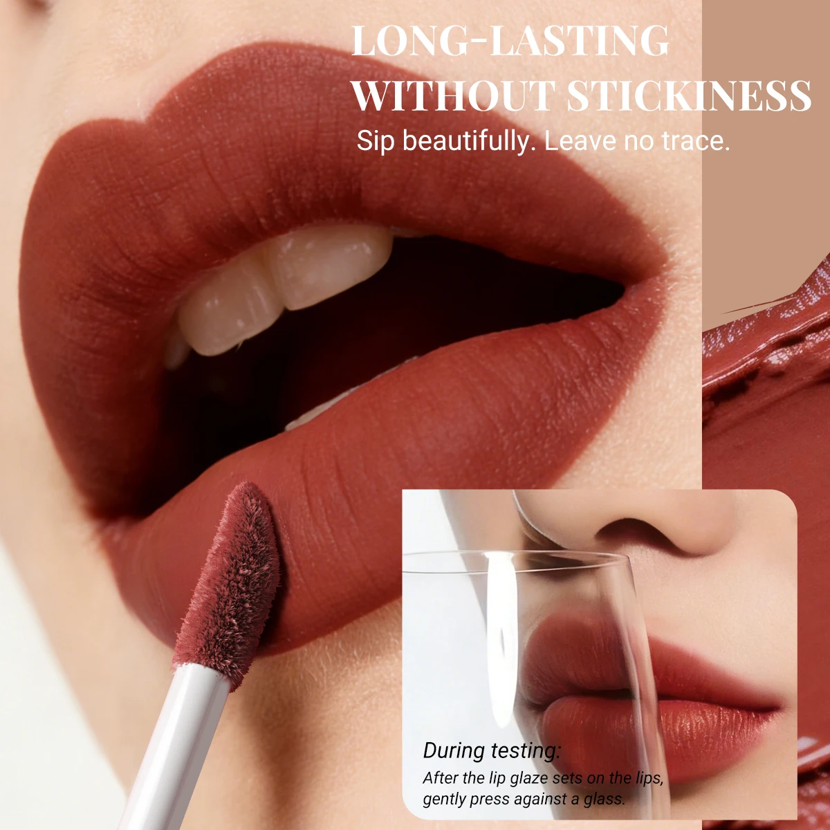 8 Color Nude Brown Matte Liquid Lipstick Velvet Sexy Dark Red Lip Glaze Non-stick Cup Not Easy To Fade Lip Gloss Lipstick Makeup - view 4