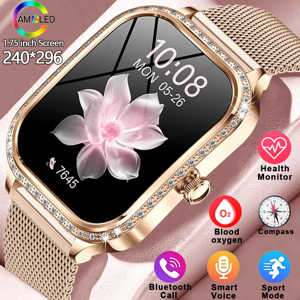 

DAORKOW 1.75' AMOLED Smartwatch Women Men Wireless Call IP68 Waterproof Weather Menu Heart Rate Step Fitness Sports Smart Watch