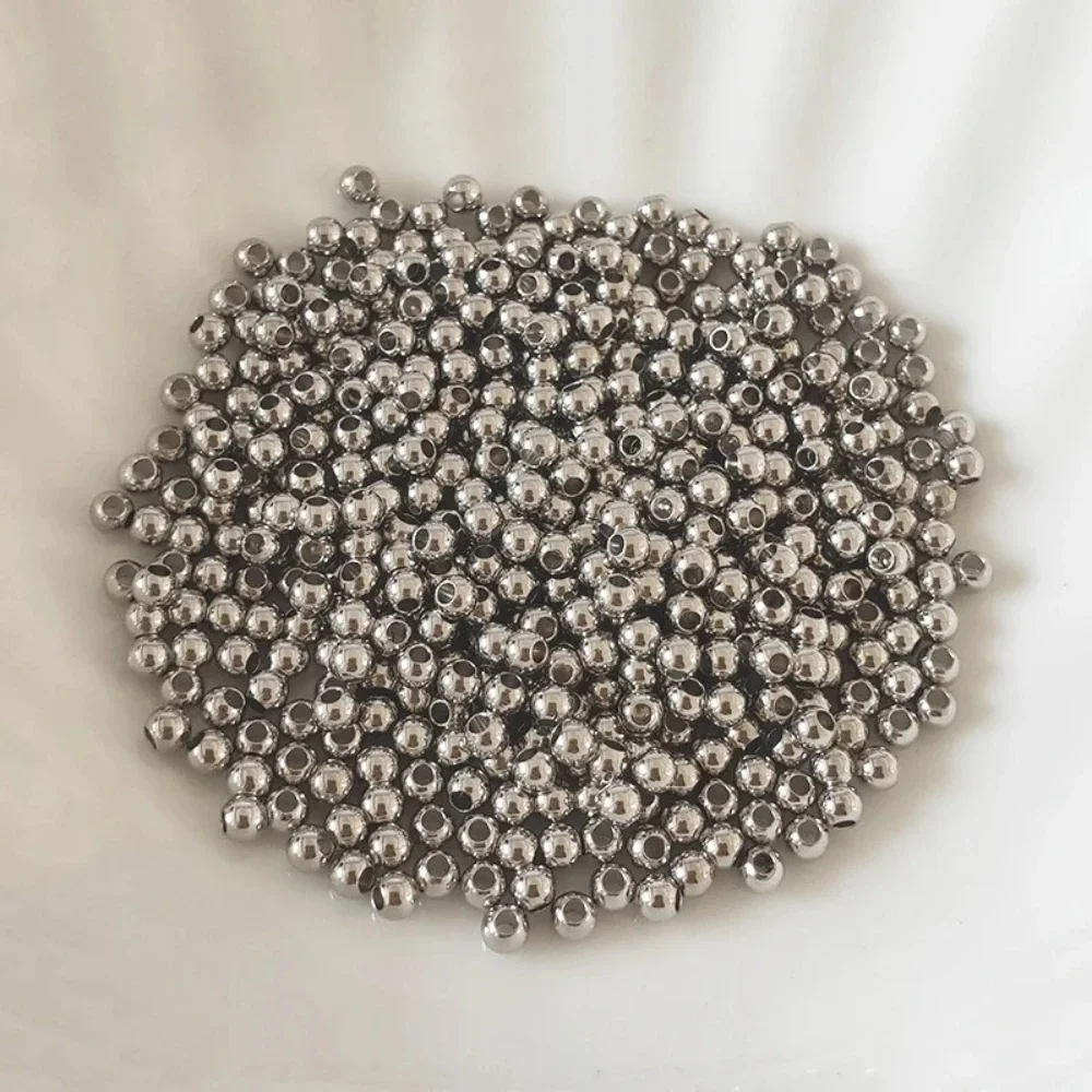 خرز كروي دائري من الفولاذ المقاوم للصدأ مطلي بالذهب عيار 18 قيراط لصنع المجوهرات، خرزة فاصل فضفاضة، سوار ذاتي الصنع، قلادة، إكسسوارات، 2-6 مم