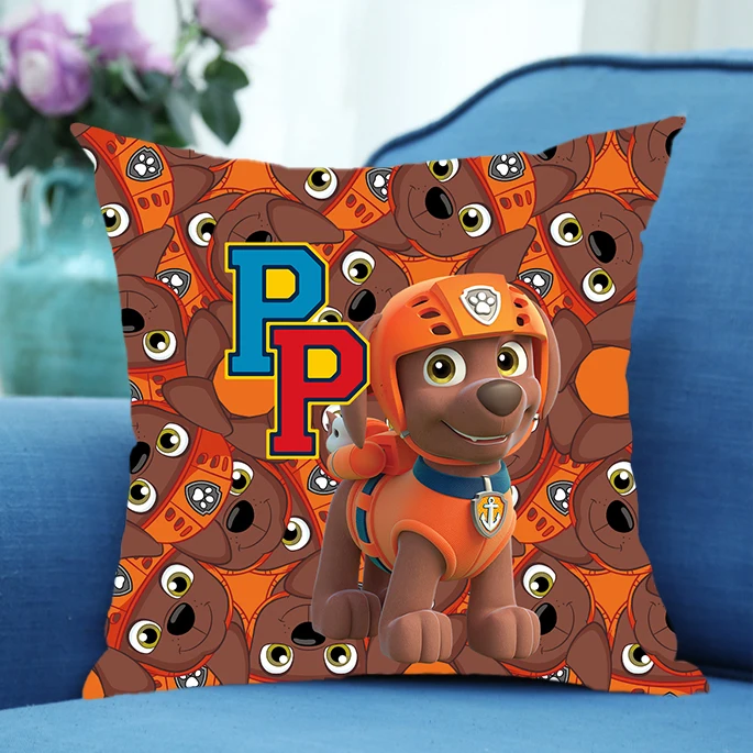 45x45cm Paw Patrol 스퀘어 복숭아 피부 벨벳 베개 케이스 Kawaii Chase Skye 쿠션 커버 침실 침대 장식 부드러운 베개 케이스