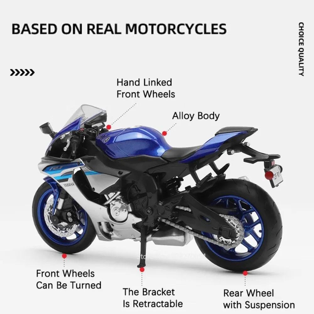 1:12 YAMAHA YZF-R1 Alloy Motorcycle Model Toys Diecast Metal Cars Front Wheel Steering Rear Wheel Suspension Motorbike Boy Gifts