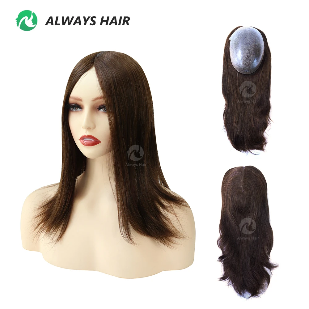 TP22INJ - All Injected Polyskin Hair Topper Chinese Culticle Remy Hairpieces for Women 14