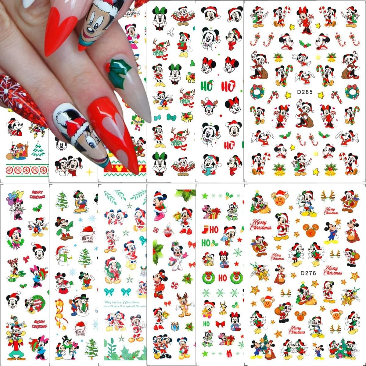 

New Disney Christmas Nail Stickers Cartoon Mickey Minnie Nail Art Decoration Sanrio Hello Kitty Stickers For Nails Nail Supplies