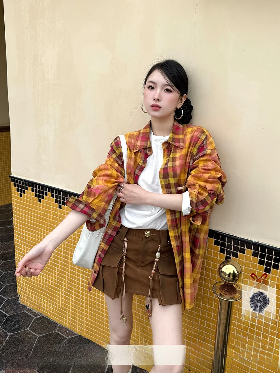 

Комплект из рубашки и брюк в клетку от Buyers Store: женский модный костюм из хлопка с длинным рукавом на пуговицах для повседневной носки