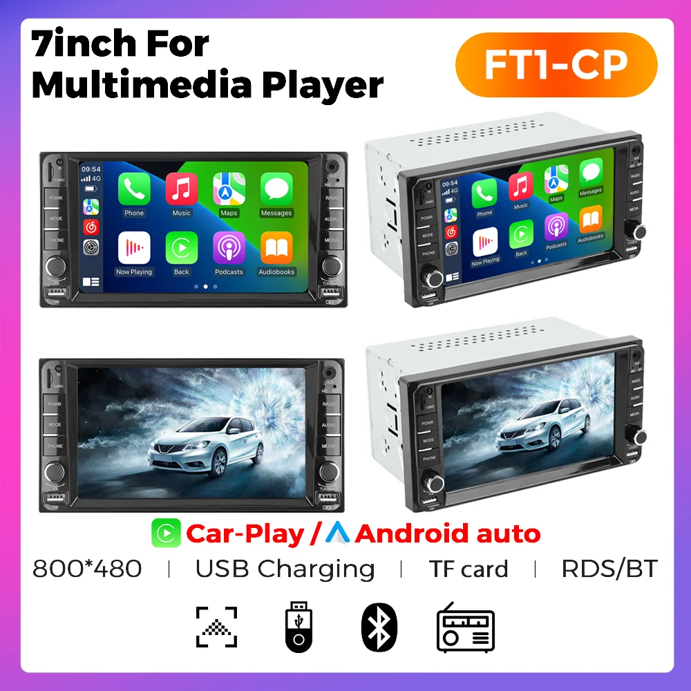 

2DIN MP5 Universal Car Radio 7-Inch Touch Screen Support Wireless Carplay Android AUTO AUX USB SWC BT TF Multimedia Video Player
