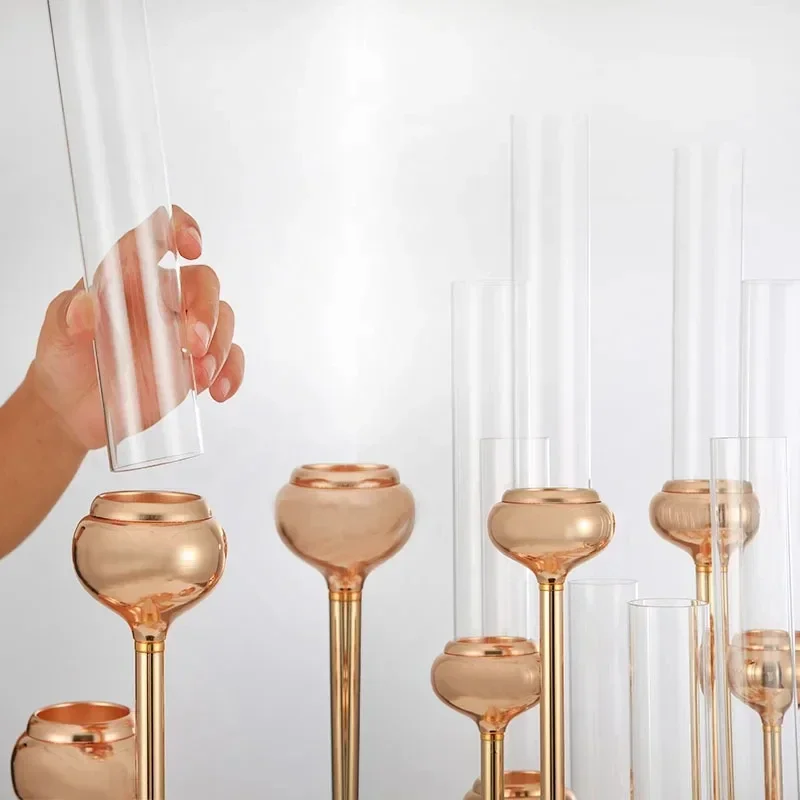 91 cm hoher Kerzenständer aus goldfarbenem Metall mit 8 Armen, ideal für Hochzeiten im Freien, Geburtstagsfeiern, Verabredungen, Einweihungsfeiern und als Heimdekoration. – Detail 5