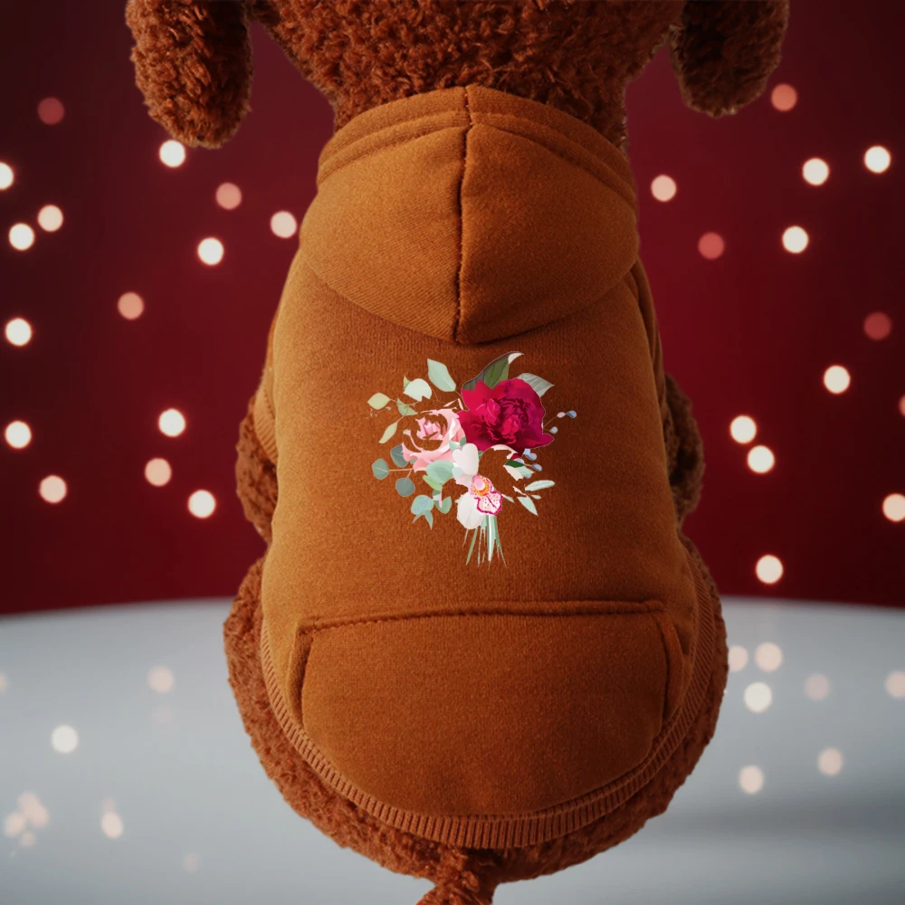 Fashion Dog Clothing Pet Clothes Warm Solid Color Two-Feet Hooded Weater Casual Pet Products Pattern Interesting and Beautiful