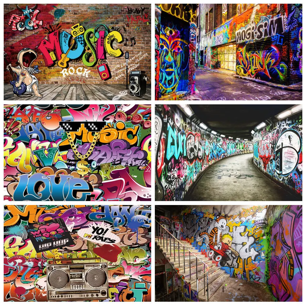 

Old Graffiti Wall Grunge Portrait Photography Backgrounds Baby Birthday Backdrops Vinyl Photophone For Photo Studio Prop