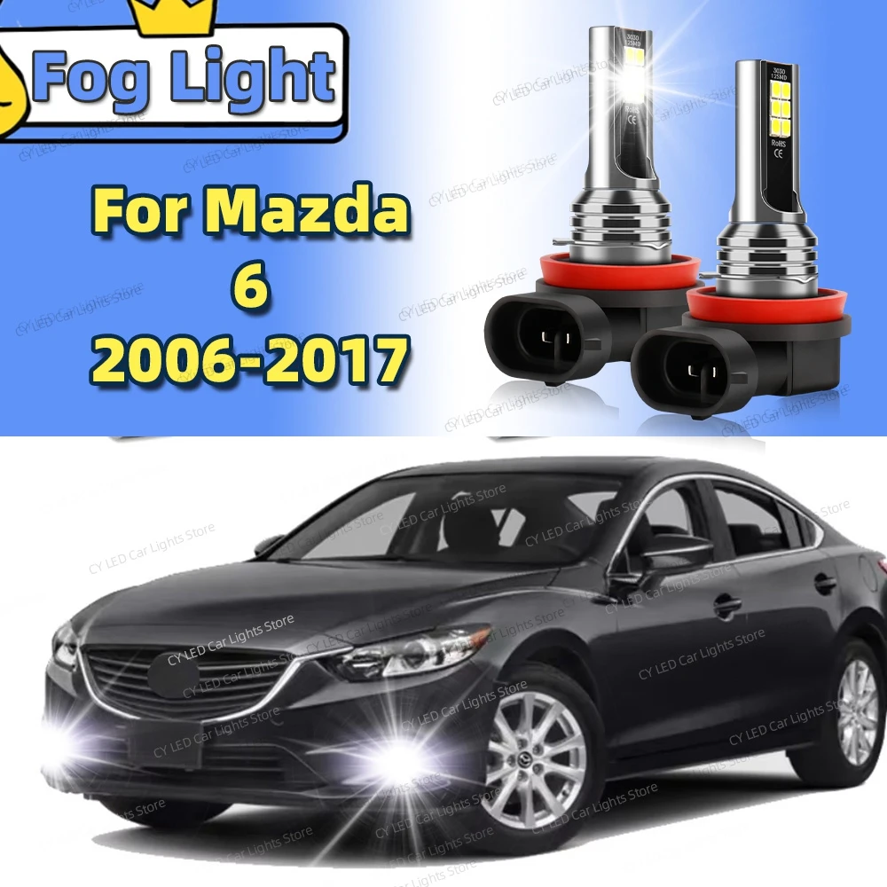 2pcs LED Front Fog Lamp Canbus Car Light Blub For Mazda 6 2006 07 08 09 2010 2011 2012 2013 2014 2015 2016 2017 Auto Accessories