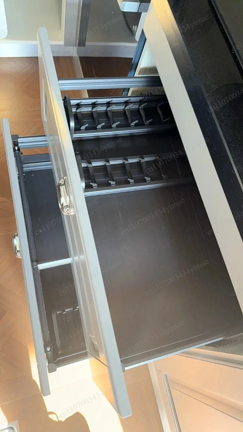 Thickened 3-Tier Pull Out Dish Storage Basket Drawer Type Bowl Organizer Rack for Kitchen Cabinet Storage