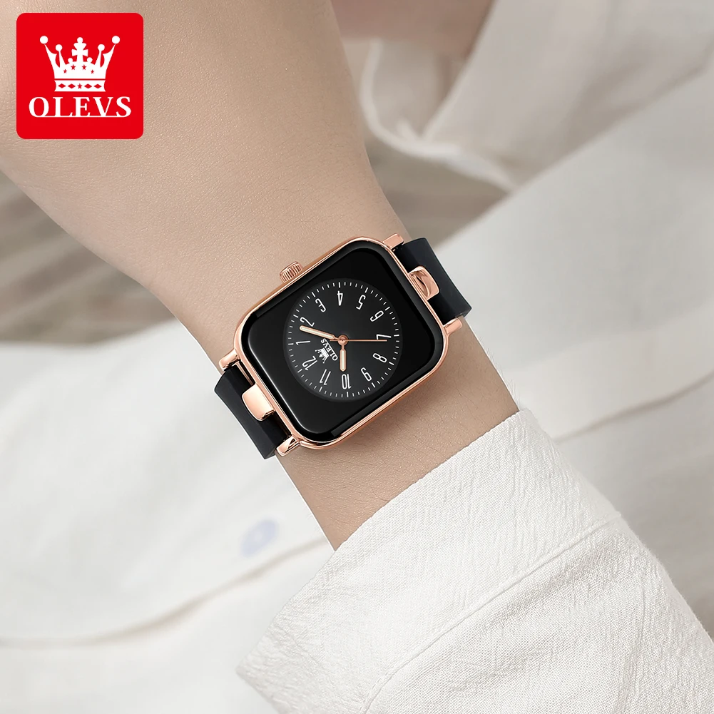 OLEVS Women\'s Watches Simple Elegant Quartz Wristwatch Original Waterproof Silicone Strap Luminous Hands Trend Fashion Style