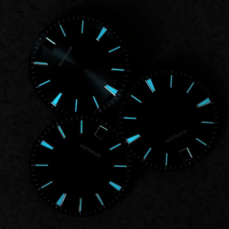 NH35 Sunburst مؤشر الاتصال الأزرق Lume 6 الساعة تناسب NH35 حركة 28.5 ملم إكسسوارات الساعة