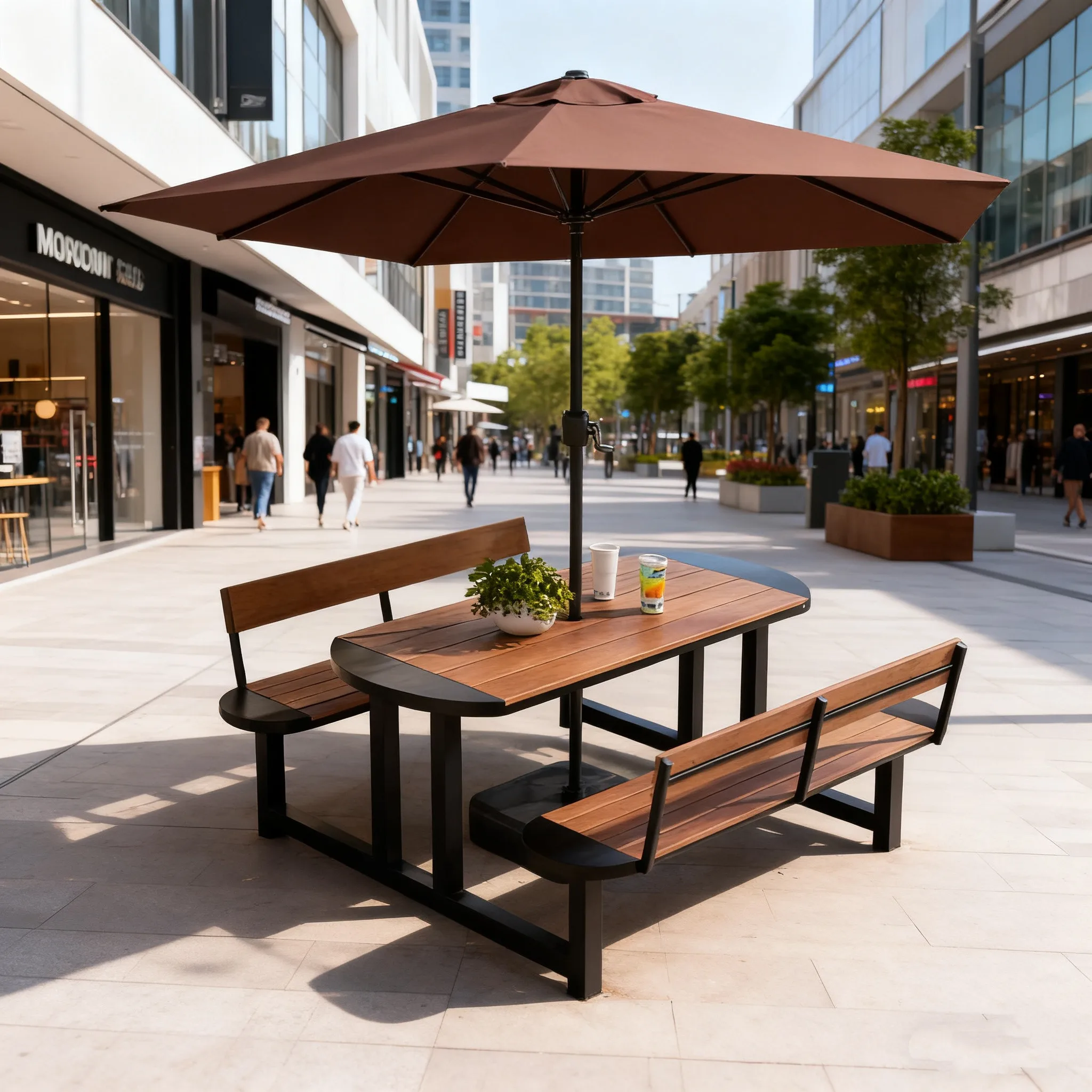 Outdoor leisure one-piece table and chair combination scenic spot night market rest dining  with umbrella milk