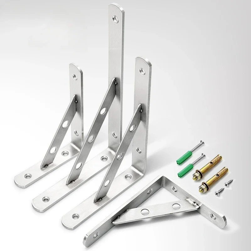 Maosu 2pcs Heavy Stainless Steel Duty Shelf Brackets Wall Mounted L Shape Thickened Corner Brace Shelf Right Angle Bracket