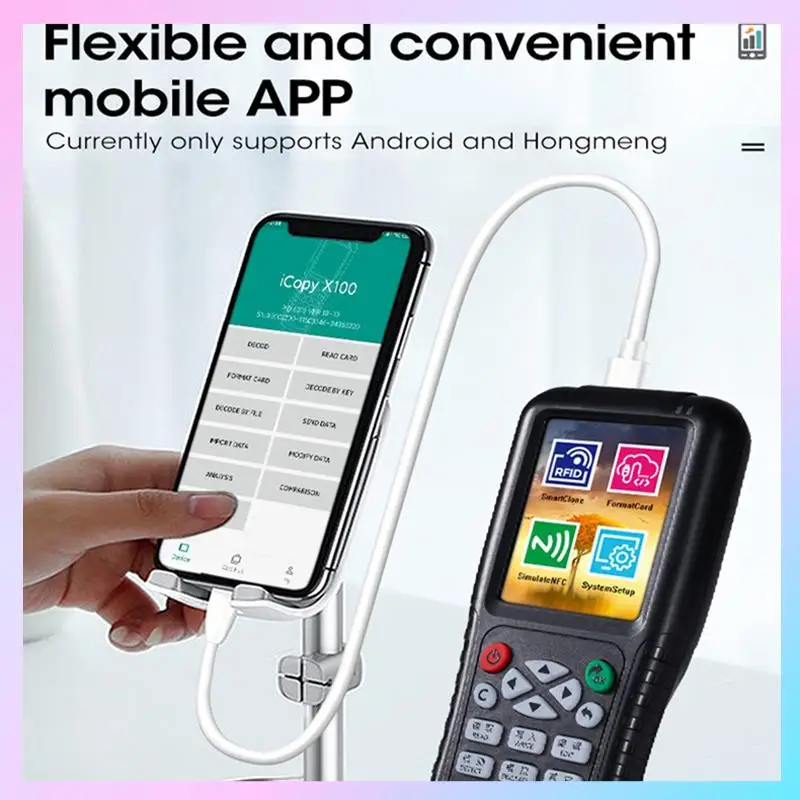 AB25-X100 RFID NFC Smart Card Reader Writer +5XCUID Card/Keychain RFID Duplicator ID IC Card Programmer Encrypted Key Copier