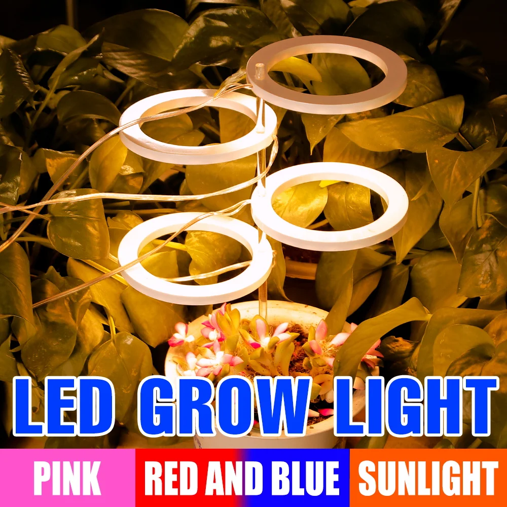 DC5V LED Plant Grow Light Full Spectrum Indoor Flower Seeds Hydroponic Vegetable Growth Box Cultivation Lamp USB Dimmable Timing