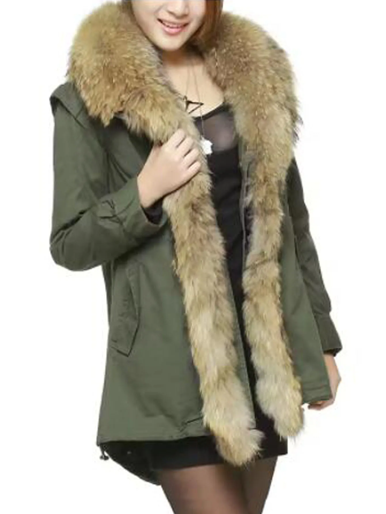 Maomaokong women winter coats  new Korean version Natural scorpion fur collar Cotton padded long section Winter coat female park