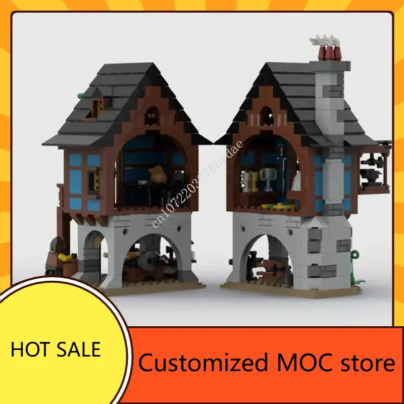 Alley medievale Negozio di fabbro MOC Architettura creativa Castello Modello Building Blocks Architettura Modello di assemblaggio Giocattoli Regalo
