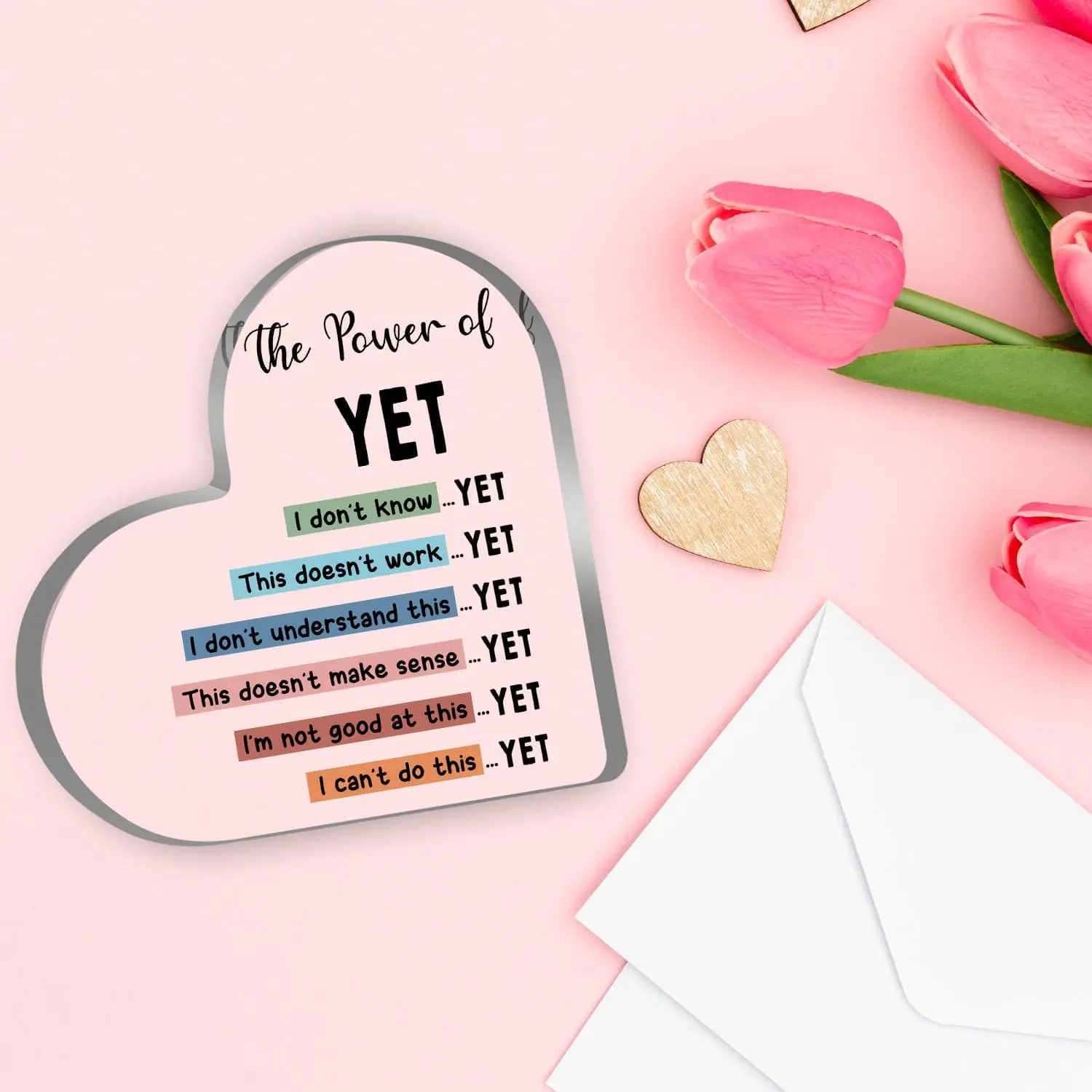 The power of yet,Growth mindset sign, Acrylic Heart Keepsake,Therapy Office Decor,Counselor office decor, mental health sign
