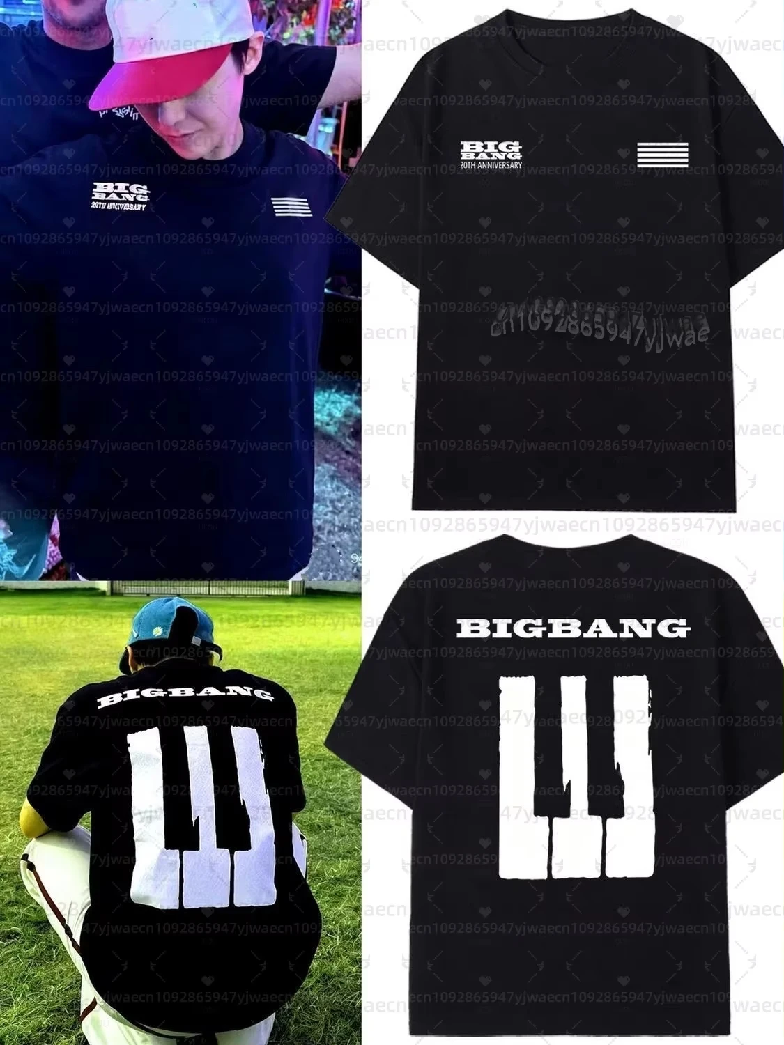 Camiseta do Concerto de Aniversário de 20 Anos do Bigbang para Fãs do G-Dragon, Manga Curta, Unissex, Respirável, Absorvente de Suor, Camiseta para Mu