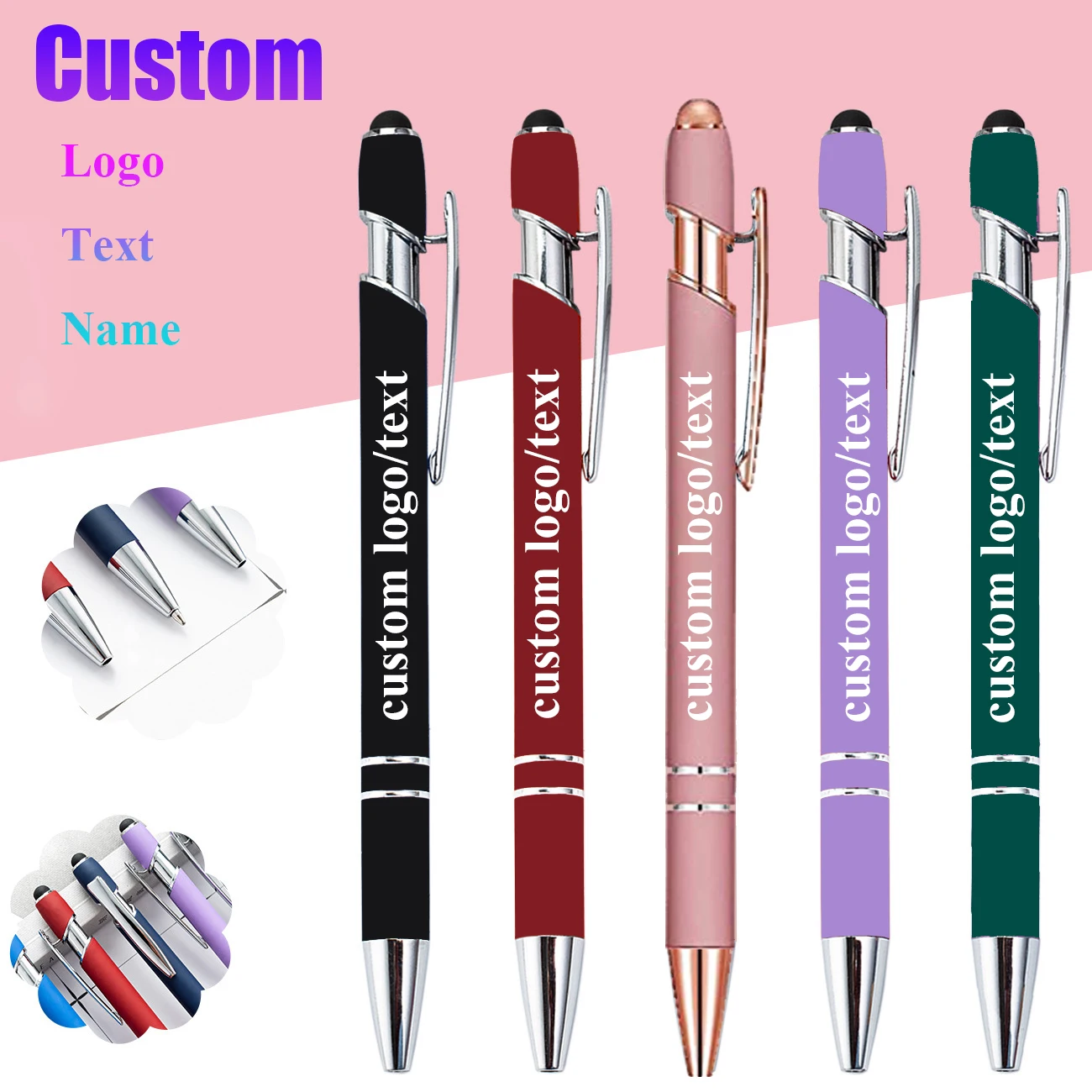 

Personalized Pen Custom Logo Engrave Name Ballpoint Pen with Stylus Tip Black Ink Metal Pen Graduation Office Birthday Gift