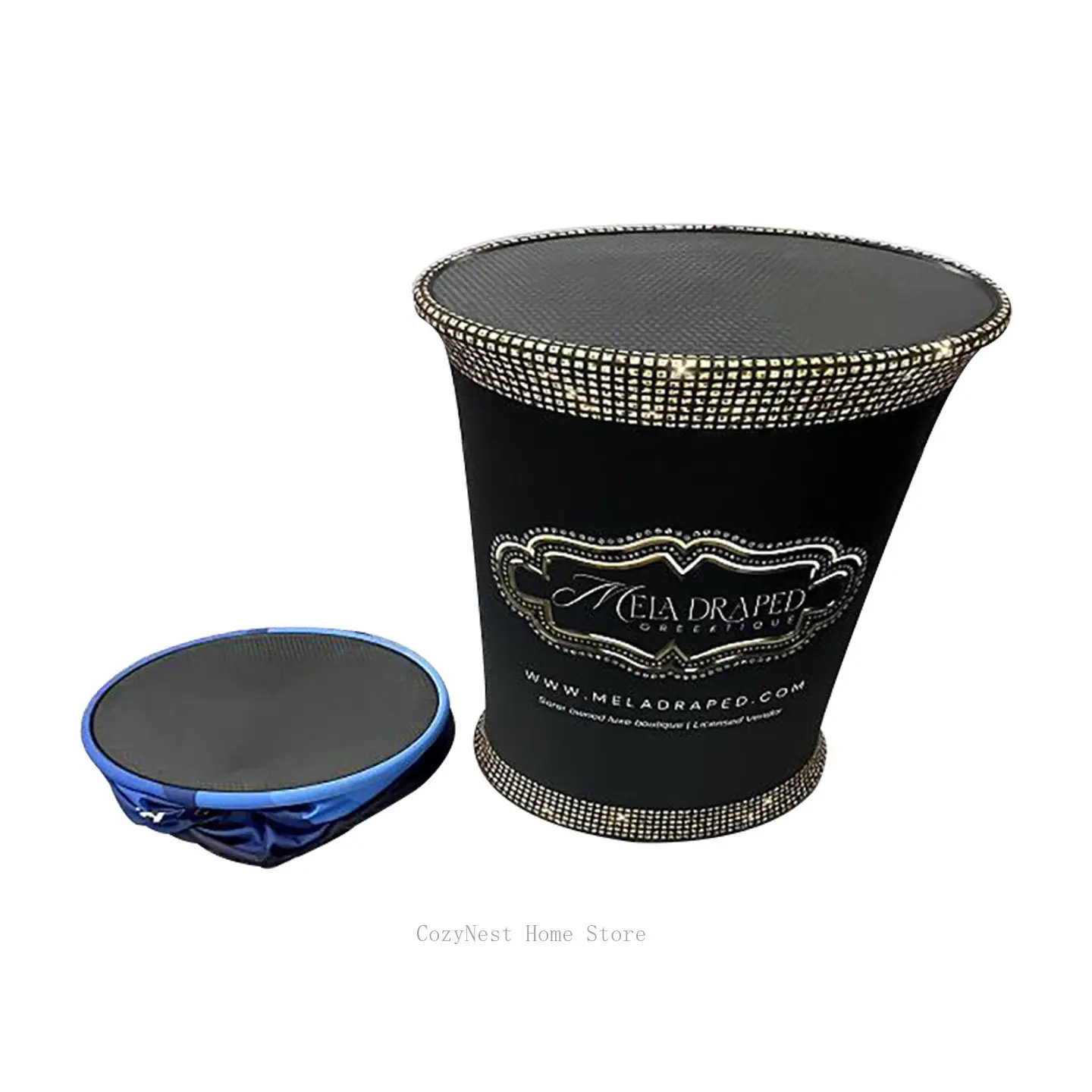 Plastic Hydraulic Lifting Fast Screen Show Front Desk Exhibition Folding Portable Reception Desk Elastic Fabric Heat Transfer