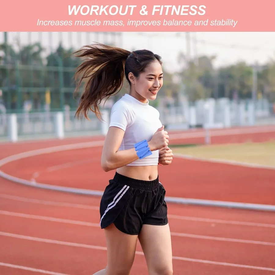 مجموعة أوزان معصم والكاحل من السيليكون قابلة للتعديل مكونة من 2 للنساء والرجال إجمالي 2 رطل 1 رطل لكل مثالية لتدريب اليوغا والركض إيرو