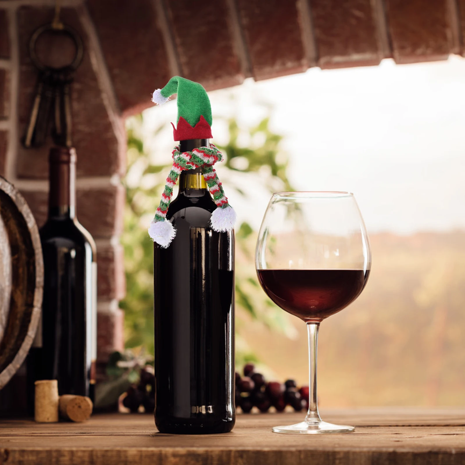 

Christmas Decorations Hat and Scarf Set Delicate Bottle Decorative Holiday Supplies Men Women