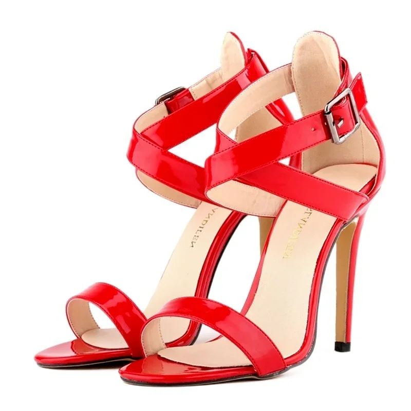 

Women Sandals 2026 Summer Sexy Pumps 9cm Open Toe High Heels Stilettos Ankle Strap Sandal Party Dress Red White Wedding Shoes