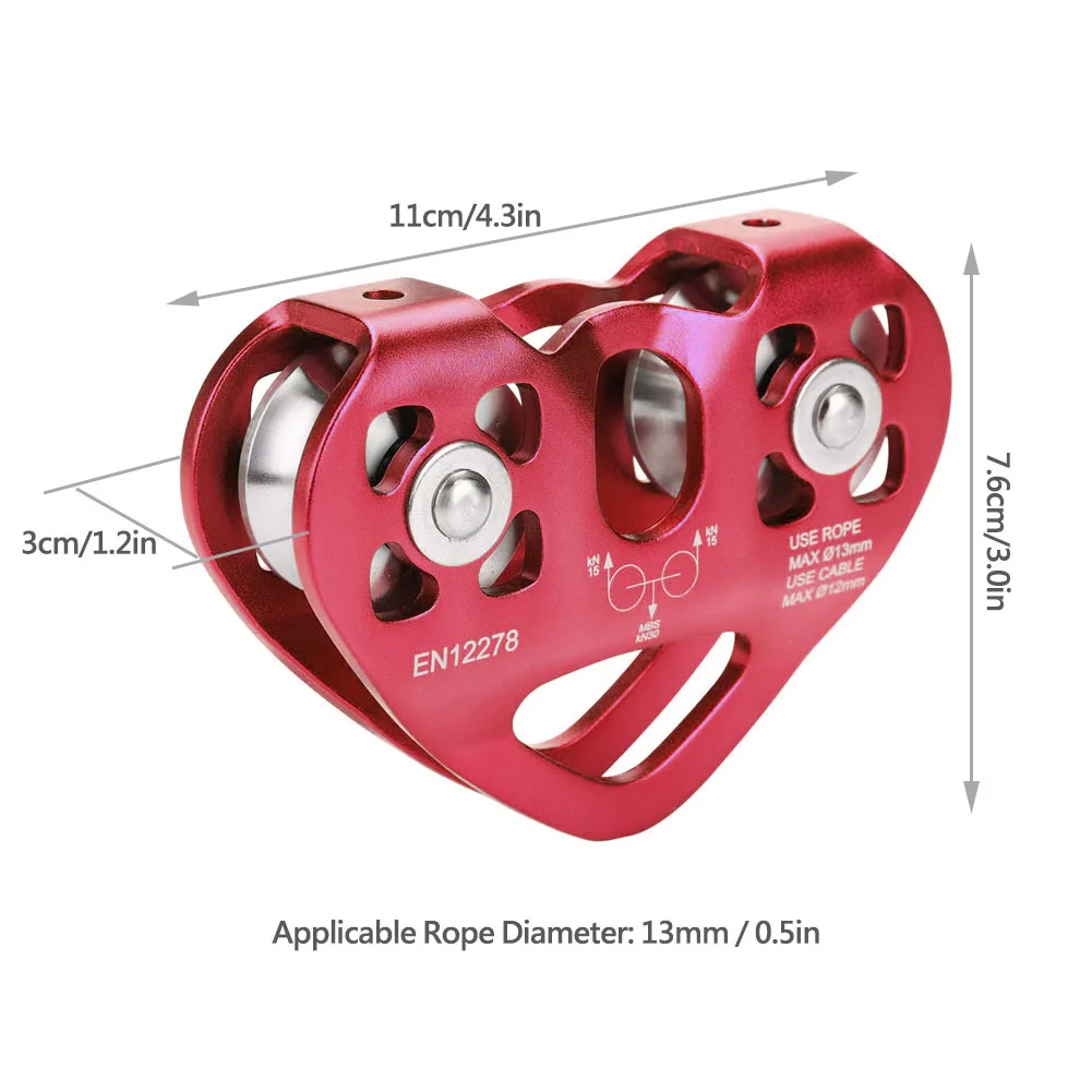 30KN تسلق الصخور بكرة مزدوجة البريدي خط الإنقاذ كابل عربة في الهواء الطلق معدات تسلق الصخور تسلق بكرة مزدوجة تسلق بكرة #6