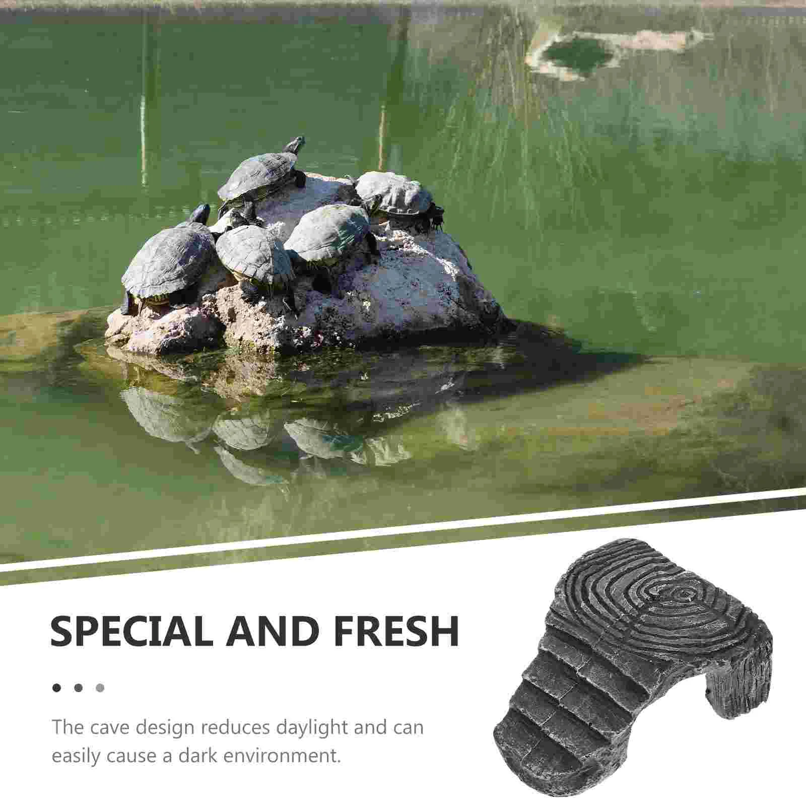 Reptile Turtle Terrace Froggles Tortoise Hiding Place Aquarium Dark Grey Resin Climbing Platform Fish Tank Rocks