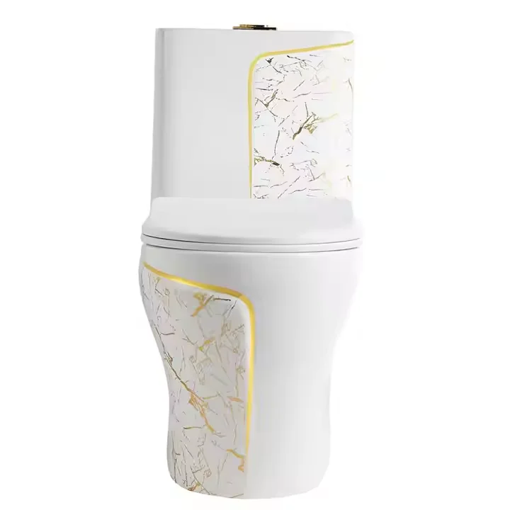 Modern Gold Line Integrated Toilet Seat with Double Flushing Ceramic Device S-Type Drainage System for Hotels Villas