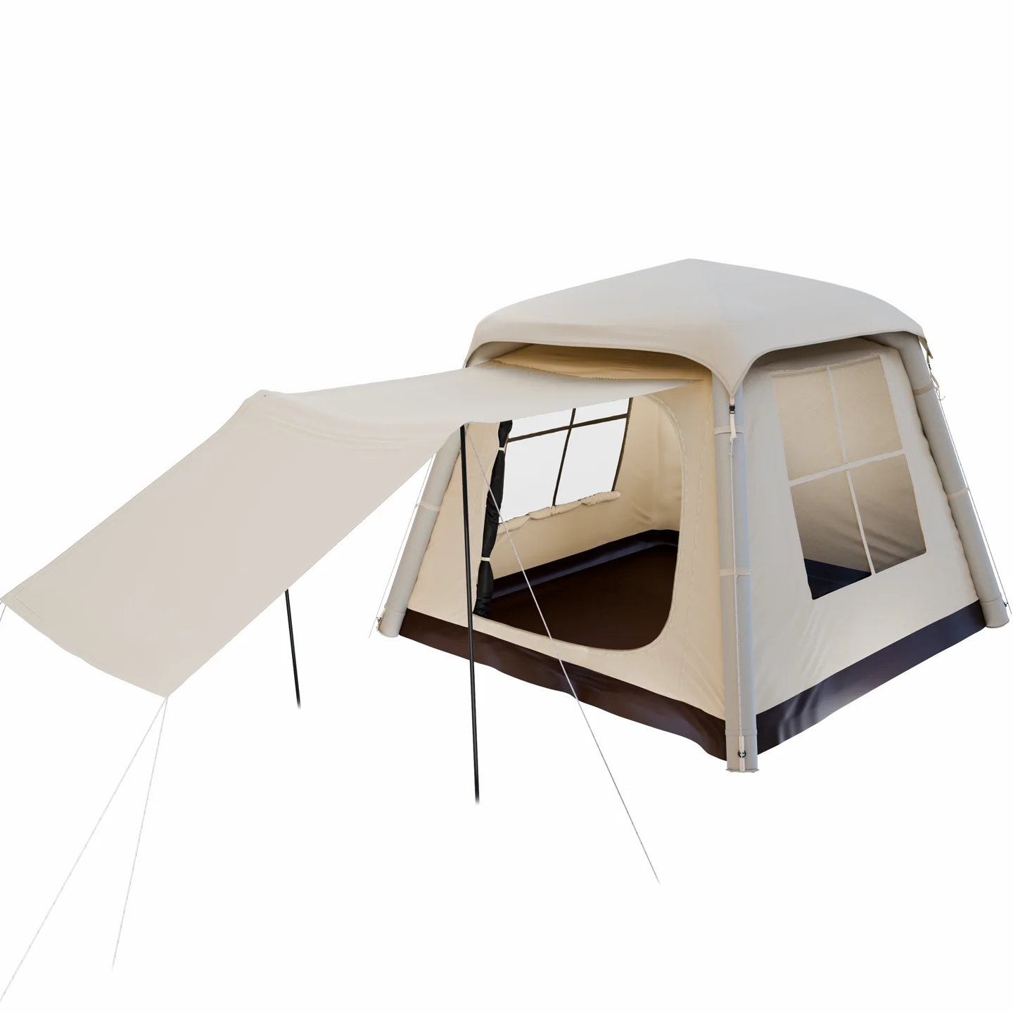 Tenda Camping Tiup Otomatis, Mudah Dipasang untuk 3-6 Orang, Tenda Glamping Luar Ruangan yang Dapat Diisi Angin, Dilengkapi dengan Pompa Udara Terintegrasi