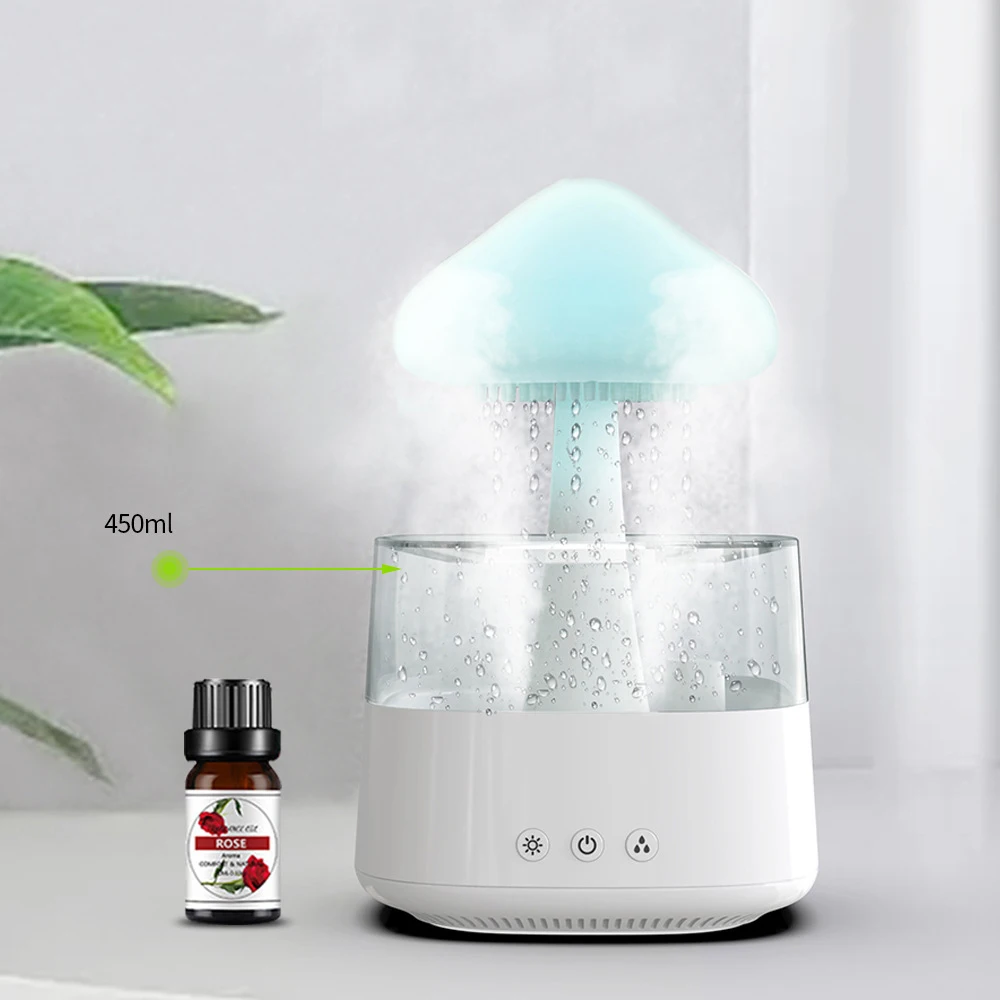 Fashionable And Minimalist Aromatherapy Cloud Humidifier With Built-in LED Multi-Color Light Weljoy Zen Rain Cloud Night Light