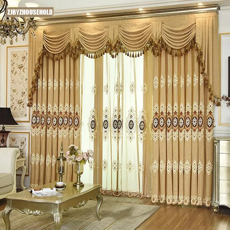 

Chinese Blackout Customized Curtains for Living Dining Room Bedroom Veil Finished Living Room Sunflower Embroidery Curtain Cloth