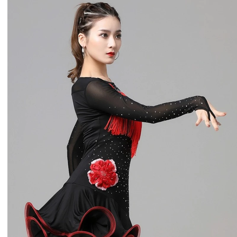 Latin Dance Skirt Performance Dress Women's Social Dance Competition Dance Performance Sexy Fringe Skirt