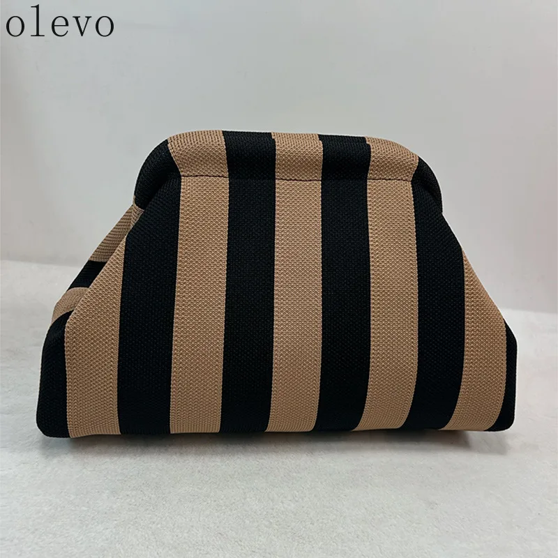 Summer Beach Clutch Bag Woven Crochet Handbags for Women Purses Knitting Dumpling Clutch Ruched Cute Cloud Casual Colorblock Bag - view 2