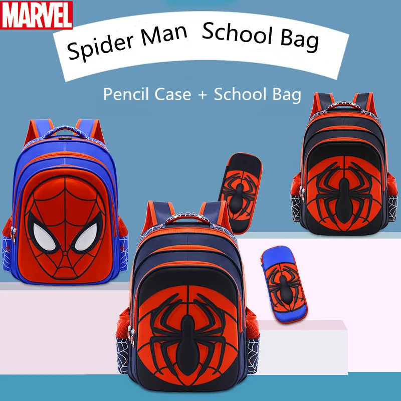 

2026 Marvel Boy School Bag Spider Man Pencil Case Primary Student Shoulder Orthopedic Backpack Large Capacity Light Mochilas
