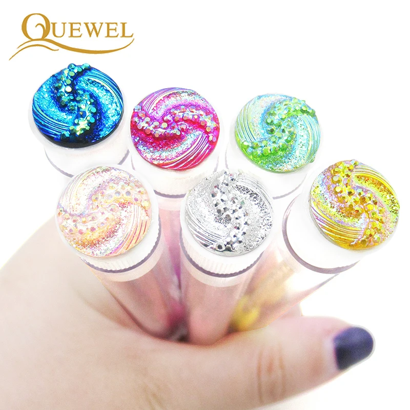 Quewel Crystals Reusable Eyelash Brush 1Pc Separate Tube Design Eyelashes Extension Eyebrow Brushes Applicator Sparkling Tool